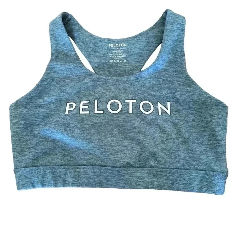 Peloton Blue Heathered Strappy Sports Bra Sz M